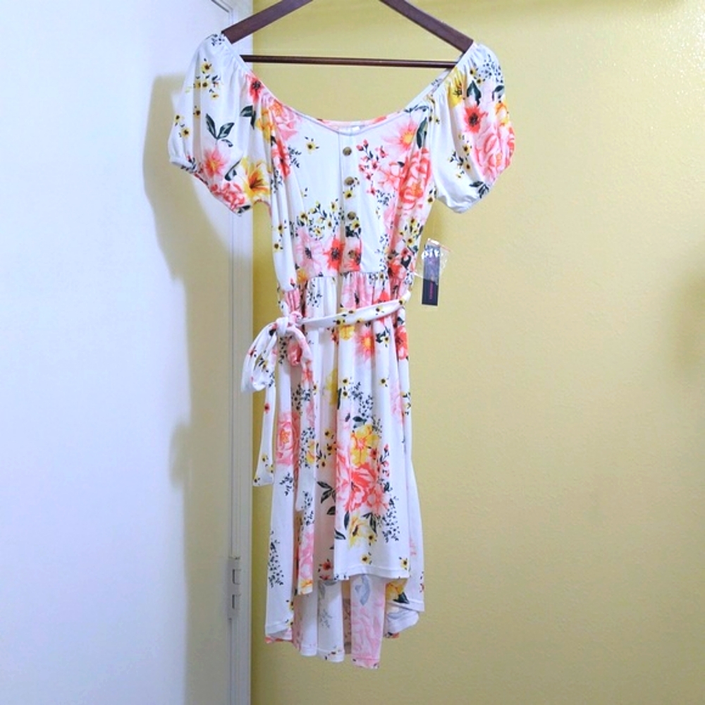 High-Low Off-Shoulder Mini Dress - Sz XS (1) NWT - Picture 1 of 6